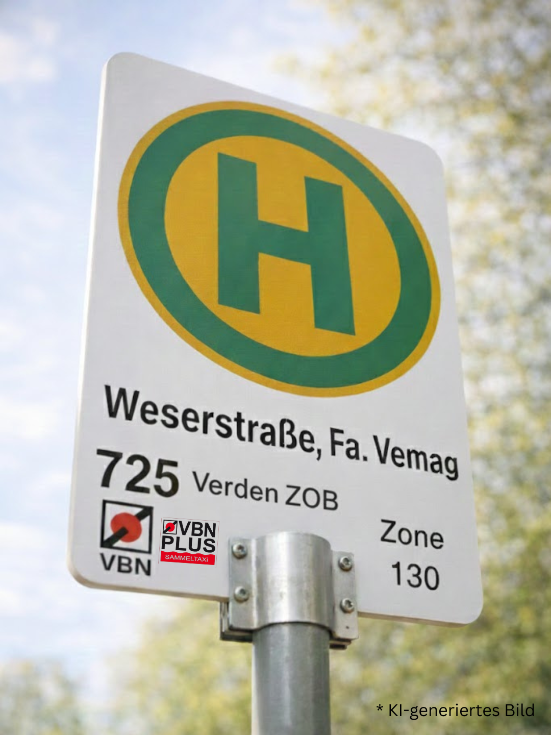 Haltestellenschild im Gewerbegebiet Weserstraße